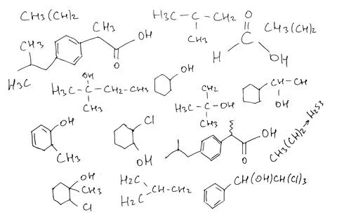Chemical formulas. Scientific background on a white background. Hand-drawn Stock Illustration