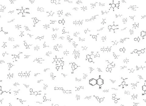 Chemical formulas. scientific, educational background on white. hand drawn.. Stock Illustration