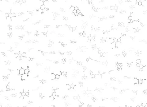 Chemical formulas. scientific, educational background on white. hand drawn.. Stock Illustration