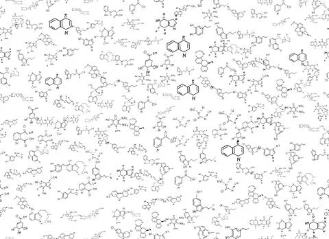 Chemical formulas. scientific, educational background on white. hand drawn.. Stock Illustration