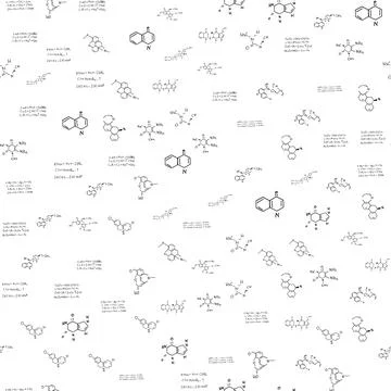 Chemical formulas. scientific, educational background on white. seamless pattern Stock Illustration