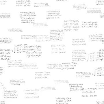 Chemical formulas. scientific, educational background on white. seamless pattern Stock Illustration