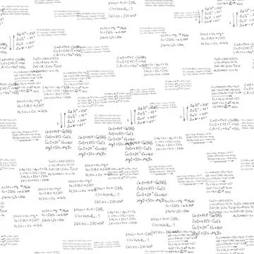 Chemical formulas. scientific, educational background on white. seamless pattern Stock Illustration