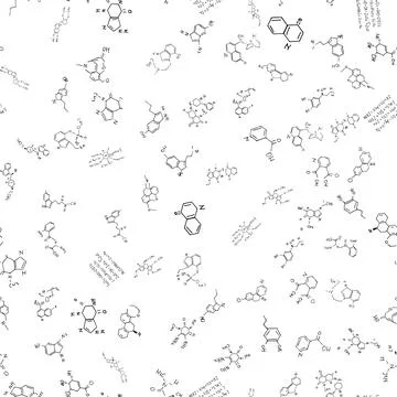 Chemical formulas. scientific, educational background. seamless vector pattern Stock Illustration