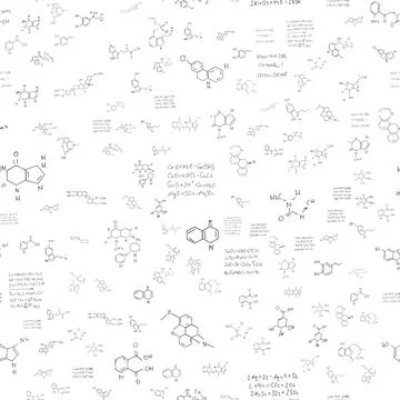 Chemical formulas. scientific, educational background. seamless vector pattern Stock Illustration