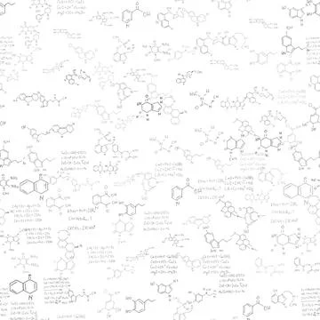 Chemical formulas. scientific, educational background. seamless vector pattern Stock Illustration