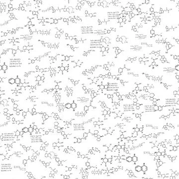 Chemical formulas. scientific, educational background. seamless vector pattern Stock Illustration