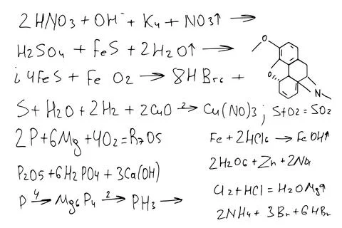 Chemical formulas . the scientific educational background is hand-drawn on a Stock Illustration