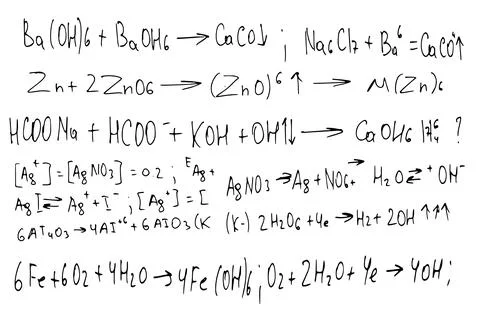 Chemical formulas . the scientific educational background is hand-drawn on a Stock Illustration