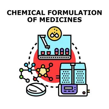 Chemical formulation of medicines concept creating drugs Stock Illustration