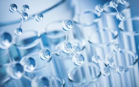 Chemical glassware in the laboratory, 3d rendering. Stock Illustration