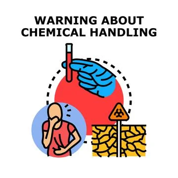 Chemical handling warning concept with potential health hazard Stock Illustration