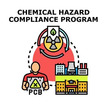 Chemical hazard compliance program ensuring safety regulations Stock Illustration