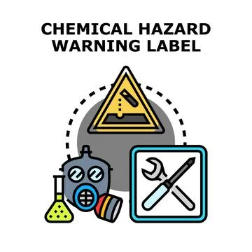 Chemical hazard warning label indicating safety protocol Stock Illustration
