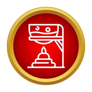 Chemical heating experiment in laboratory icon on red Stock Illustration