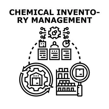Chemical inventory management process icon concept Stock Illustration