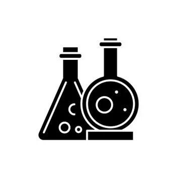 Chemical laboratory black icon, vector sign on isolated background. Chemical Stock Illustration