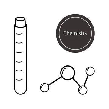 Chemical laboratory glassware. Flat vector illustration. Flask, molecular Stock Illustration