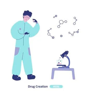 Chemical laboratory research, Flat vector character illustration. Stock Illustration