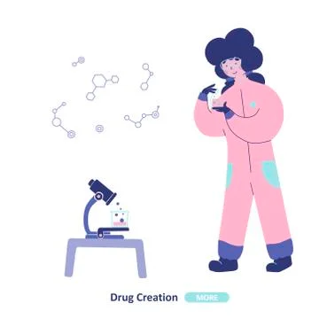 Chemical laboratory research, Flat vector character illustration. Stock Illustration