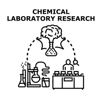 Chemical laboratory research vector concept illustration Stock Illustration