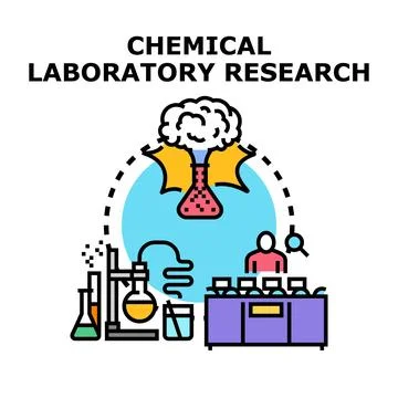 Chemical laboratory research vector concept illustration Stock Illustration
