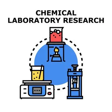 Chemical laboratory research vector concept illustration Stock Illustration