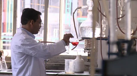 Chemical laboratory with technician Stock Footage 5296897