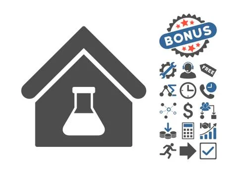 Chemical Labs Building Flat Vector Icon With Bonus Ilustración de archivo
