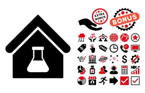Chemical Labs Building Flat Vector Icon with Bonus Ilustración de archivo