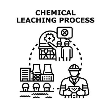 Chemical leaching process affecting environment industry concept Stock Illustration