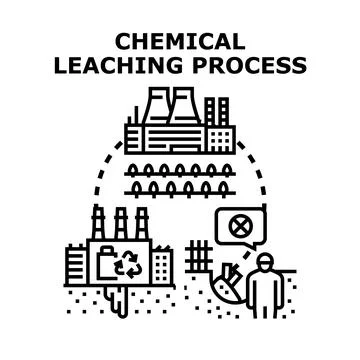 Chemical leaching process impacting environment and agriculture Stock Illustration