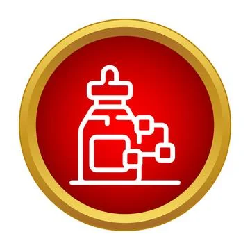 Chemical liquid bottle with connecting data points icon Stock Illustration