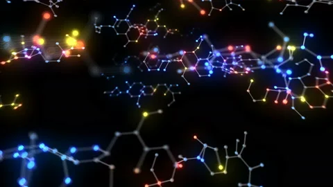 Chemical molecule Ah LED neon black3 4k Stock Footage 110877512