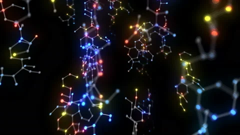 Chemical molecule Av LED neon black3 4k Stock Footage 110877900