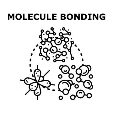 Chemical molecule bonding process and scientific research concept Illustrazione stock