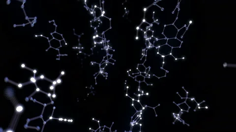 Chemical molecule Cv neon black 4k Stock Footage 110862489