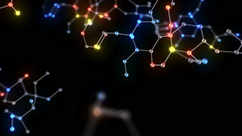Chemical molecule Dh LED neon black3 4k Stock Footage 110875242