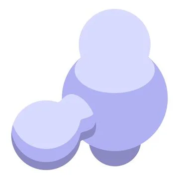 Chemical molecule structure connecting atoms and bonds in isometric view Stock Illustration