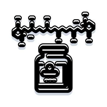 Chemical molecule structure connecting to supplement jar Stock Illustration