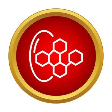 Chemical molecule structure icon in red circle Illustrazione stock