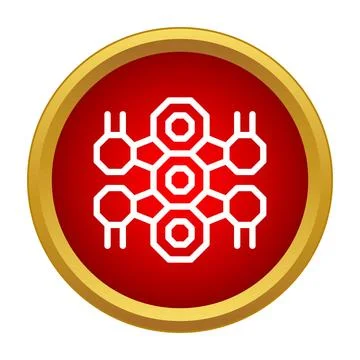 Chemical molecule structure icon in red circle button Stock Illustration