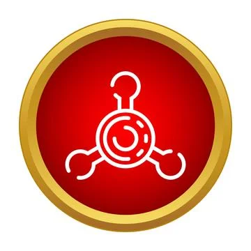 Chemical molecule structure icon in red button Stock Illustration