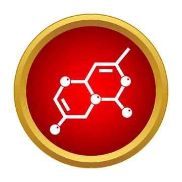 Chemical molecule structure on a red background with a golden border Stock Illustration