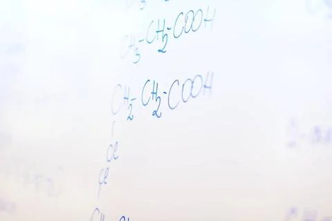 Chemical molecule structure on white boar abstract science and chemical mo... Stock Photos