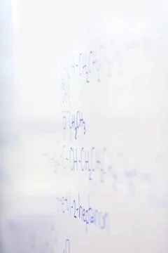Chemical molecule structure on white boar abstract science and chemical mo... Stock Photos
