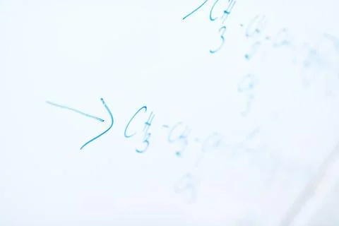 Chemical molecule structure on white boar abstract science and chemical mo... Stock Photos