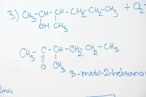 Chemical molecule structure on white boar abstract science and chemical mo... Stock Photos