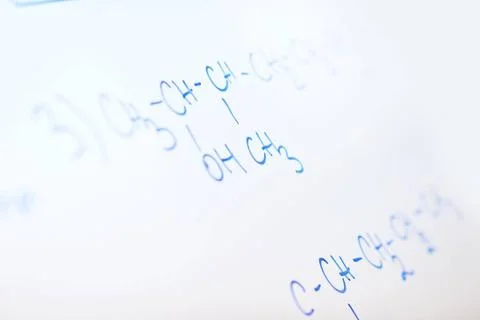 Chemical molecule structure on white boar abstract science and chemical mo... Stock Photos