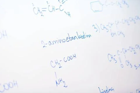 Chemical molecule structure on white boar abstract science and chemical mo... Stock Photos